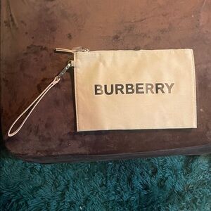 Burberry Tan Wristlet with Logo